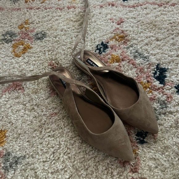 Nine West brown tan lace up ballet flats - Picture 1 of 5